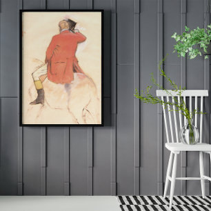 Poster Cavaleiro em um casaco vermelho por Edgar Degas