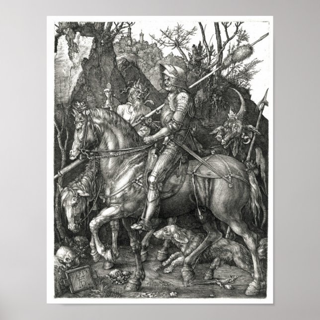 Poster Cavaleiro, Morte e Diabo - Albrecht Dürer c. 1513 (Frente)