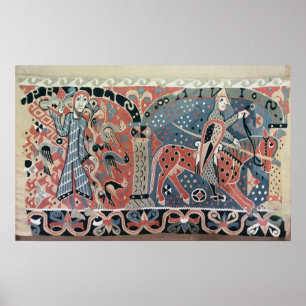 Poster Cavaleiro Norman em um cavalo malhado