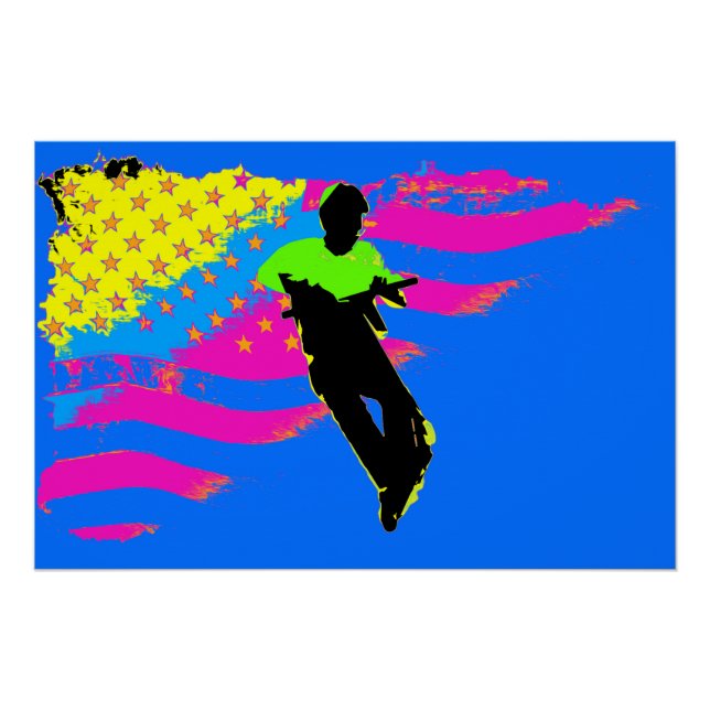 Pôster Cavaleiro Patinete Patriótico e Trabalho de arte d (Frente)