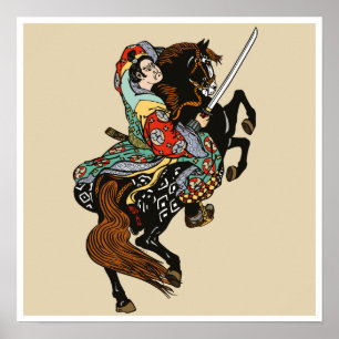 Poster Cavaleiro-samurai japonês