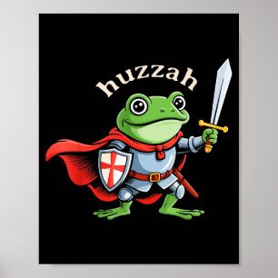 Poster Cavaleiro Sapo Huzzah Citação Engraçada Espada Mem
