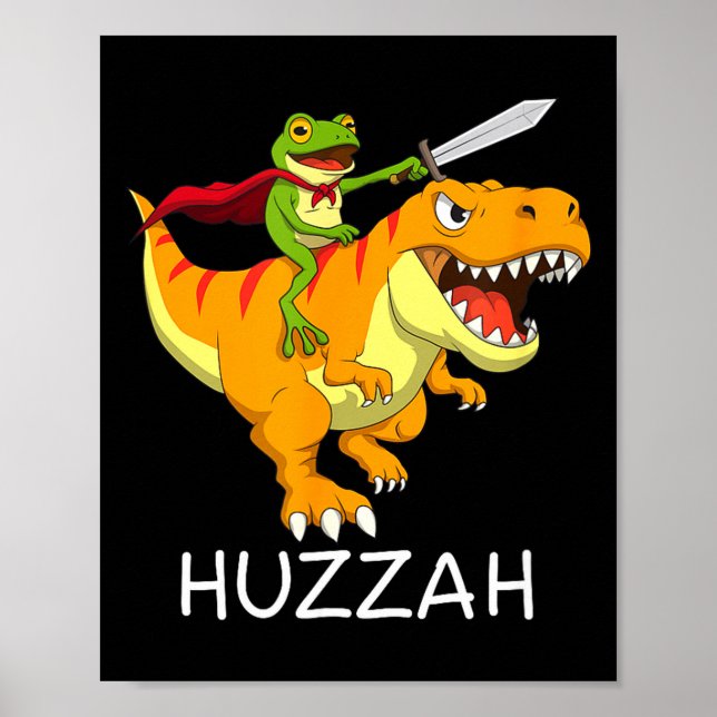 Poster Cavaleiro Sapo Huzzah Meme E Dinossauro Engraçado  (Frente)