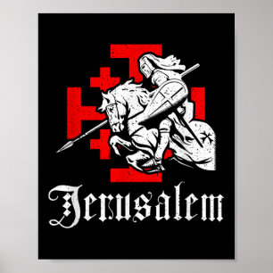 Poster Cavaleiro Templário Medieval Sobre Jerusalém Caval