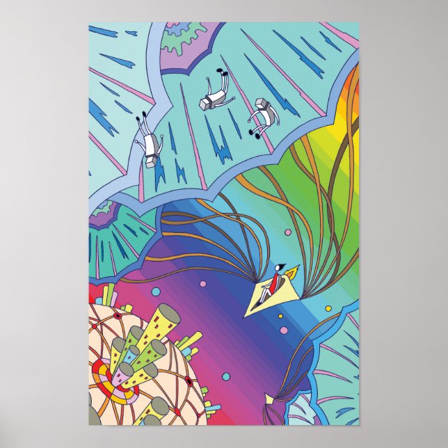 Poster Cavaleiro voador que cavalga os ventos do espaço. (Frente)