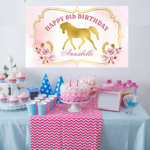 Poster Cavalgada cor-de-rosa e dourada estandarte de cava