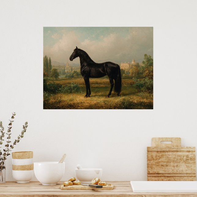 Poster Cavalgada Paisagem Equina Estilo Vintage (Cozinha)