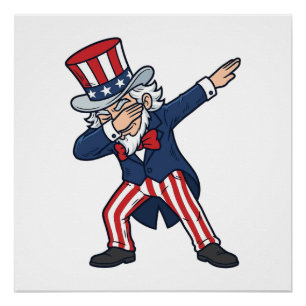 Pôster Cavalheiro Patriótico Dabbing Design Vetorial Vint