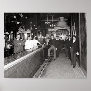 Poster Cavalheiros Bebendo No Bar, 1910. Foto Antiga