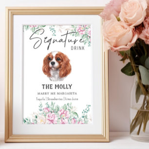 Poster Cavalier King Charles Dog Signature Drink Sinal