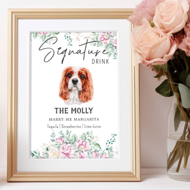 Poster Cavalier King Charles Dog Signature Drink Sinal (Criador carregado)