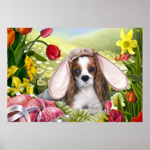 Pôster Cavalier King Charles Felz pascoa Art