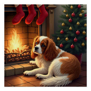 Pôster Cavalier King Charles junto à Lareja de Natal