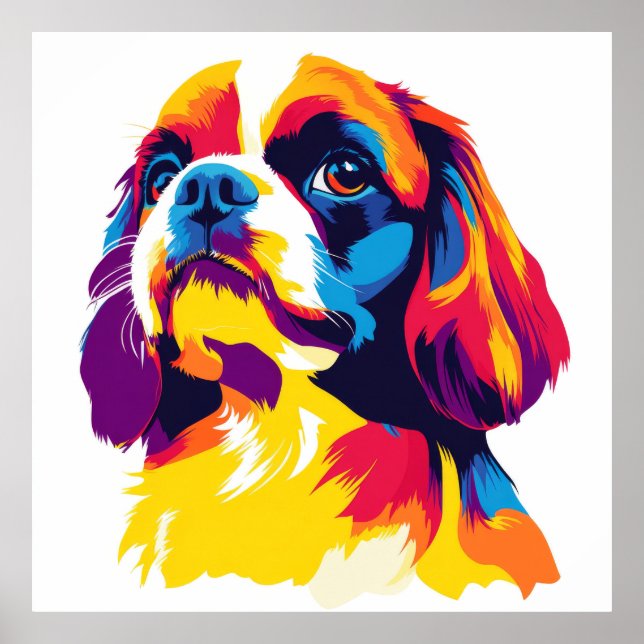 Poster Cavalier King Charles Portrait Watercolor Impressã (Frente)