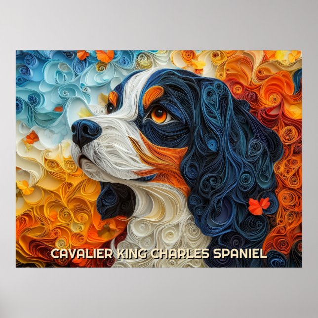 Poster Cavalier King Charles Quilling Art Dog (Frente)