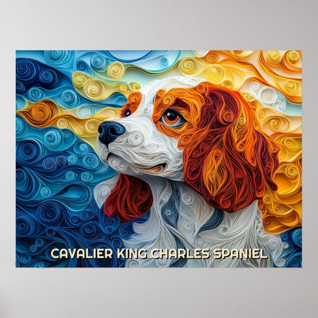 Poster Cavalier King Charles Quilling Art Dog (Frente)