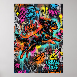 Poster Cavalier King Charles Spaniel Arte de Rua Grafite 