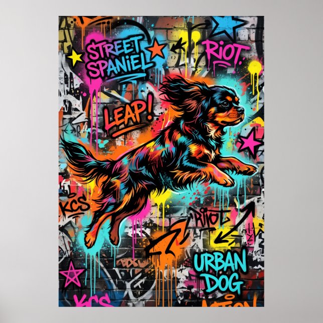 Poster Cavalier King Charles Spaniel Arte de Rua Grafite  (Frente)