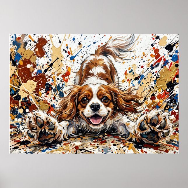 Poster Cavalier King Charles Spaniel Arte de Salpico de T (Frente)