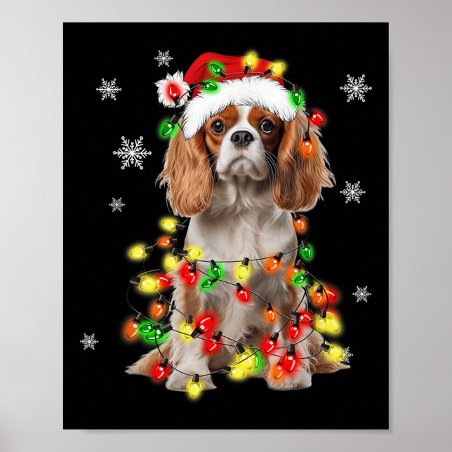 Poster Cavalier King Charles Spaniel às luzes de Natal (Frente)