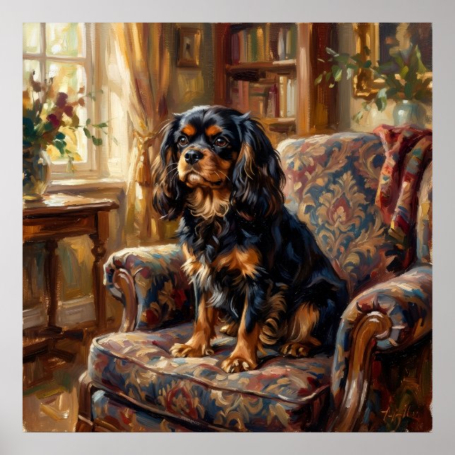 Poster Cavalier King Charles Spaniel Biblioteca Vitoriana (Frente)