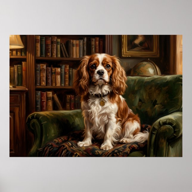 Poster Cavalier King Charles Spaniel Biblioteca Vitoriana (Frente)