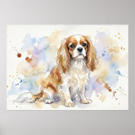 Poster Cavalier King Charles Spaniel Cartaz Aquarela |