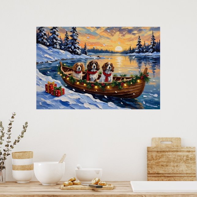 Poster Cavalier King Charles Spaniel Christmas Boat (Cozinha)