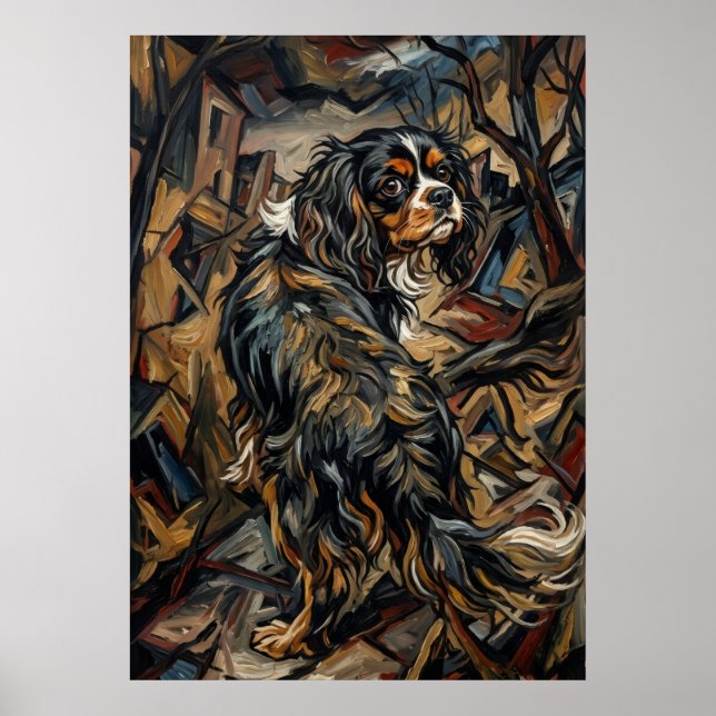Poster Cavalier King Charles Spaniel Cubista Expressionis (Frente)