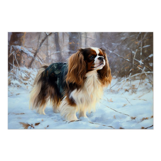 Pôster Cavalier King Charles Spaniel Deixe Nevar Natal  (Frente)