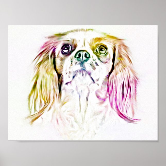 Poster Cavalier King Charles Spaniel Dog Art Pintura (Frente)