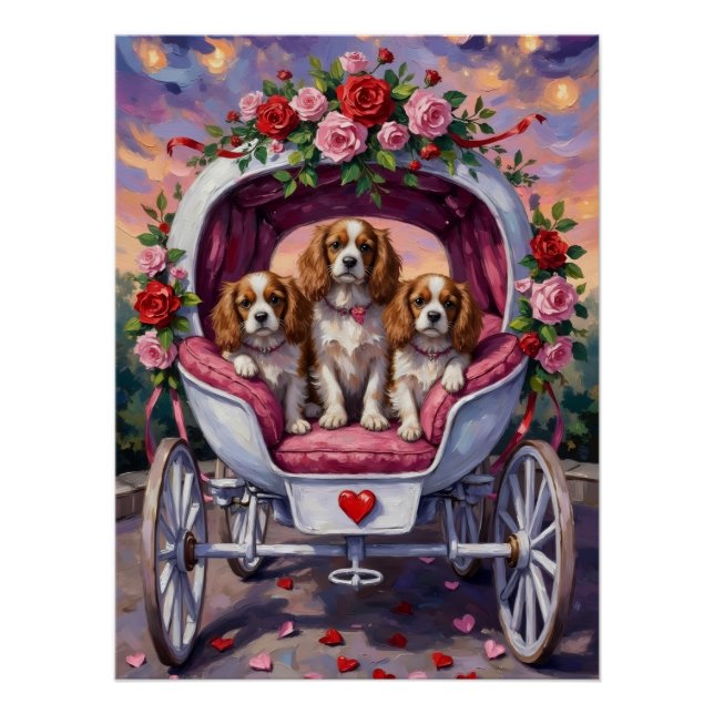 Pôster Cavalier King Charles Spaniel Dog Valentine's Day (Frente)