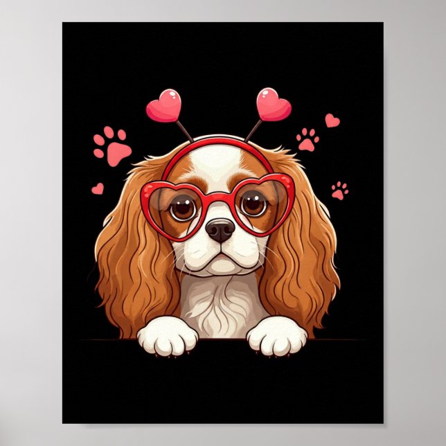 Poster Cavalier King Charles Spaniel Engraçado Coração Ca (Frente)