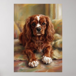 Poster Cavalier King Charles Spaniel Estilo de Pintura a