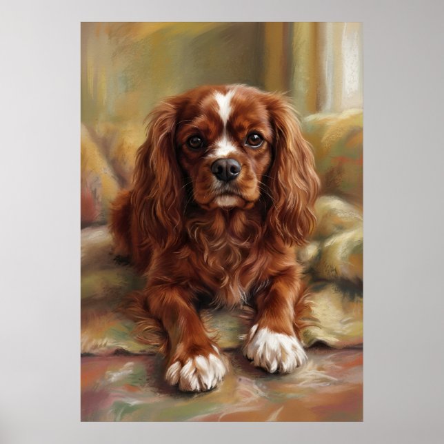 Poster Cavalier King Charles Spaniel Estilo de Pintura a  (Frente)