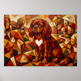 Poster Cavalier King Charles Spaniel Geométrico Cubista P