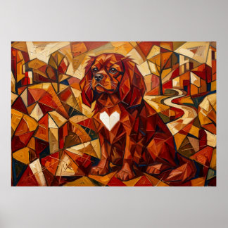 Poster Cavalier King Charles Spaniel Geométrico Cubista P