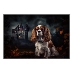 Pôster Cavalier King Charles Spaniel Halloween Assustador