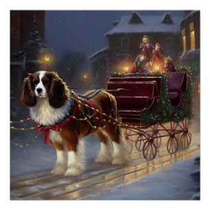Pôster Cavalier King Charles Spaniel Natal Festivo