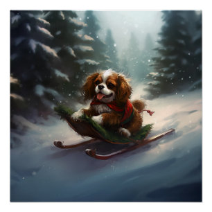 Pôster Cavalier King Charles Spaniel neve de Natal