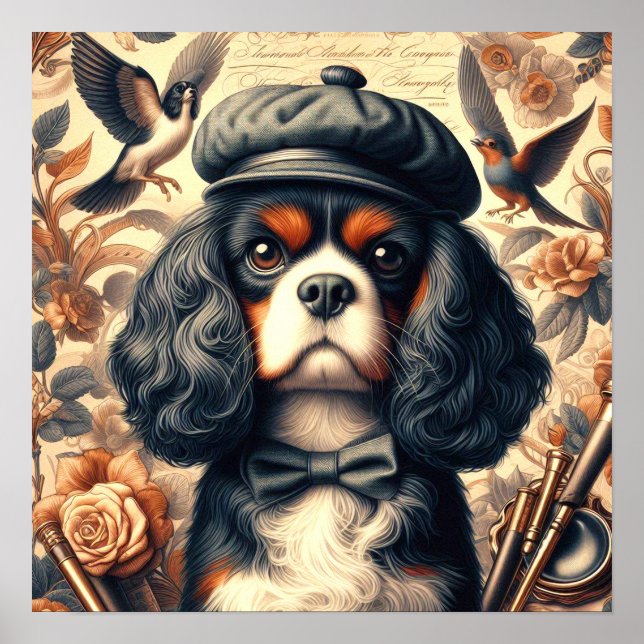 Poster Cavalier King Charles Spaniel Painting (Frente)