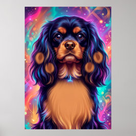 Poster Cavalier King Charles Spaniel Psicodélico Neon Por