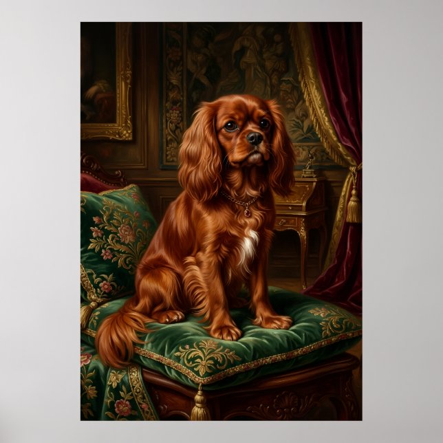 Poster Cavalier King Charles Spaniel Retrato Real Barroco (Frente)