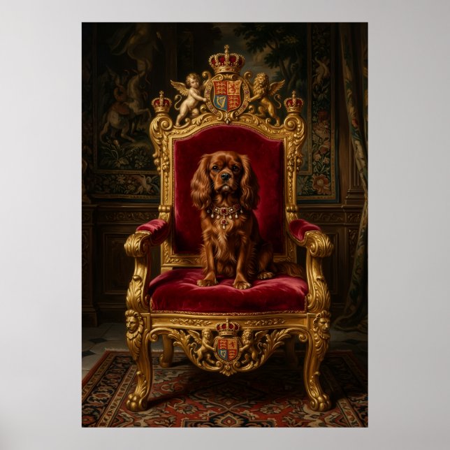 Poster Cavalier King Charles Spaniel Trono Real Coroa P (Frente)