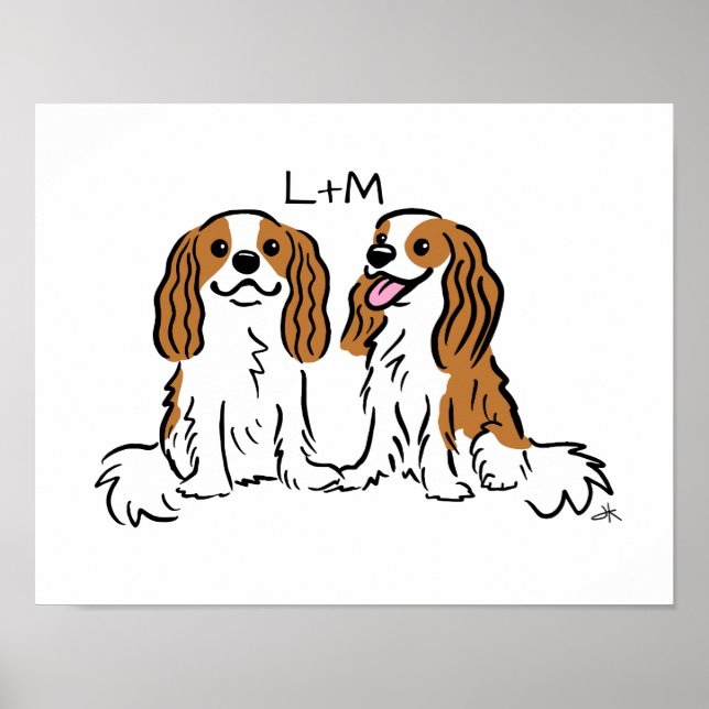 Poster Cavalier King Charles Spaniels Canta com Seu Texto (Frente)