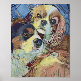 Poster Cavalier King Charles Spaniel's Cudddling