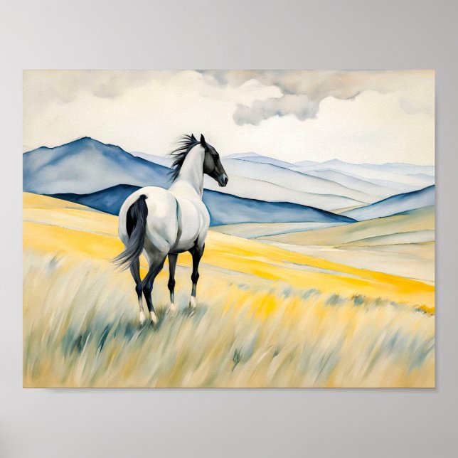 Poster Cavalo A Olhar Sobre A Paisagem Cênica (Frente)