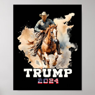 Poster Cavalo Andando Bandeira Americana 1