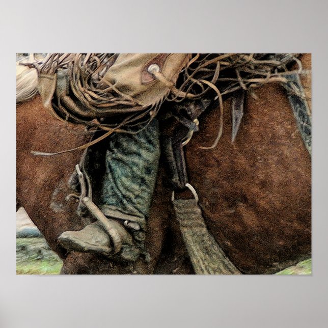 Poster Cavalo Andando Rodeio Ocidental (Frente)