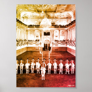 Poster Cavalo Austríaco Clássico de Viena Courbette Espan